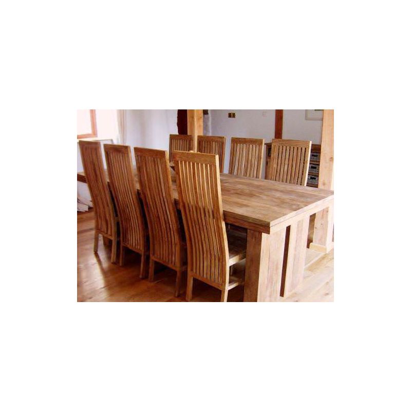 2.4m Reclaimed Teak Dining Table with 8 Vikka Dining Chairs